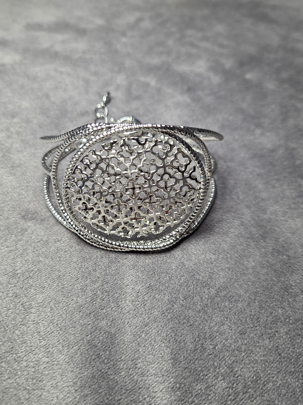 Intricate Silver Lacework Cuff Bracelet - Women Jewelry